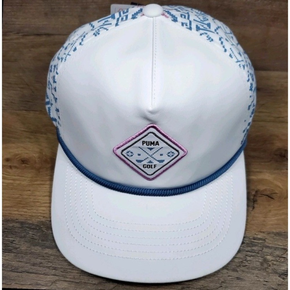 PUMA Men's 5-Panel Tech Snapback Golf Hat Cap White Glow - Blue NEW - Picture 5 of 10